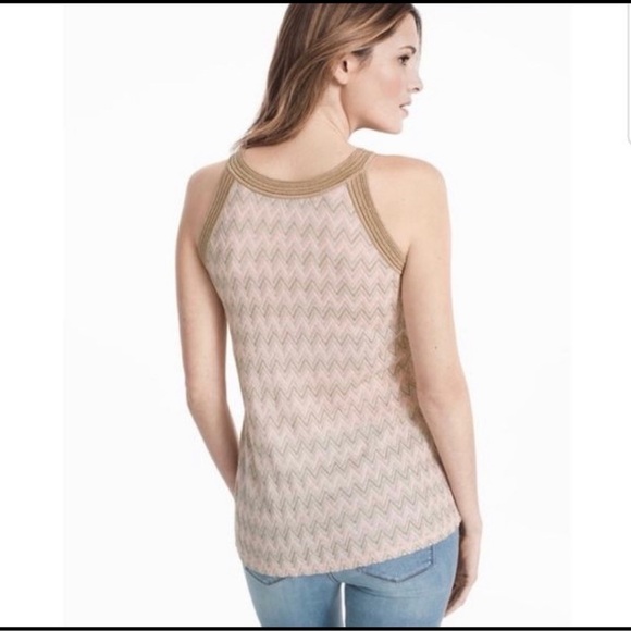 White House Black Market Stunning Pink & Gold Tank Blouse NWOT - Picture 3 of 8